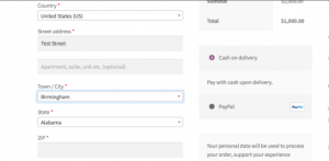Woocommerce checkout form with cities dropdown